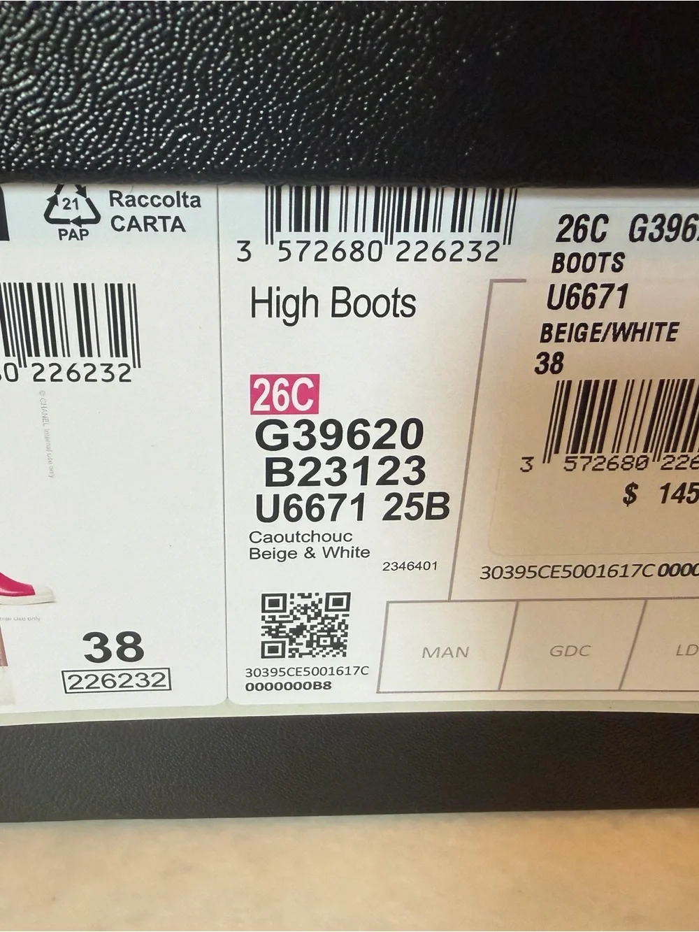 CHANEL Pink Beige Rain Boots with White Trim and Logo